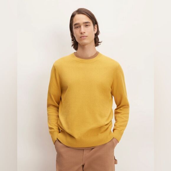 Everlane The No-Sweat Sweater | Uniform Yellow Crewneck Sweater Knit size m EUC - Picture 1 of 5